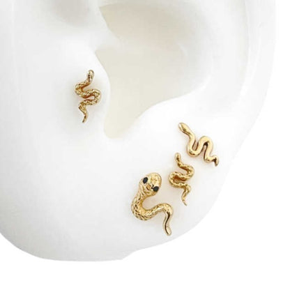 Snake gold stud earring collection | 14k yellow gold | Two of Most