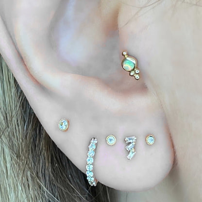 pave diamond hoop earrings | huggie | 14k yellow gold | Two of Most