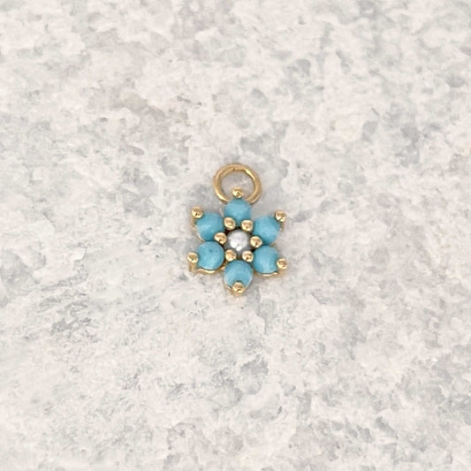 14K & Turquoise Earring Charm for Huggies | Blue Bridal Jewelry from Two of Most