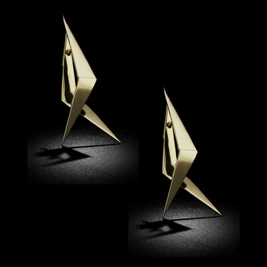 Wing gold ear jacket stud earring pair | push back | 14k yellow gold | Two of Most